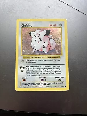 Pokémon TCG Clefairy Base Set 5/102 Unlimited Shadowless Holo Rare HP • $13.99