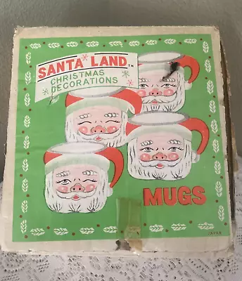 Vintage SANTA LAND Boxed Set Of 4 Christmas Santa Claus Mugs • $95