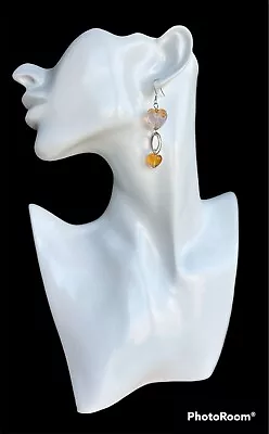 Antica Murrina Glace--Murano Glass Long Heart Earrings • $36.50