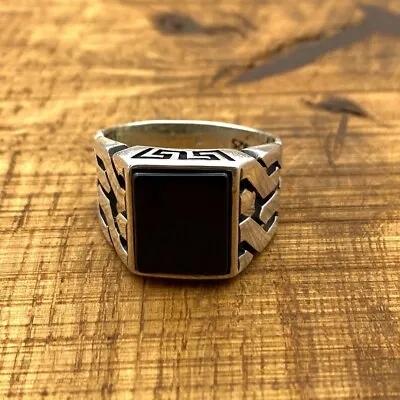 Black Onyx Natural Gemstone Sterling 925 Silver Fine Jewelry Men's Ring • $35.30