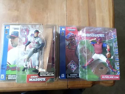 2 McFarlane Chase Jersey Greg Maddux Braves Blue Ivan Rodriguez Baseball Figure • $21.99