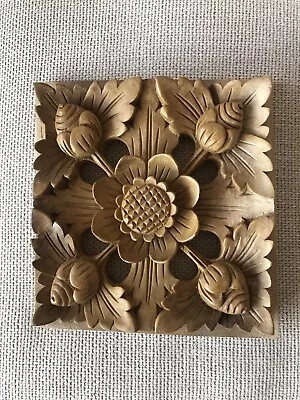 £24.50 • Buy Decorative Hand Carved Floral Design Wooden Panel Carving