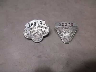 2 - Vintage Minnesota Licensed Chauffeur Metal Badges 1931 & 1932 • $28.89