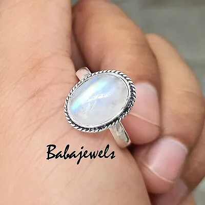 Moonstone Ring 925 Sterling Silver Band Ring Handmade Ring Gift Jewelry Z14 • £13.16