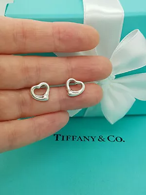 Tiffany & Co. Elsa Peretti 11mm Open Heart Silver Stud Earrings RRP £410 • $308.56
