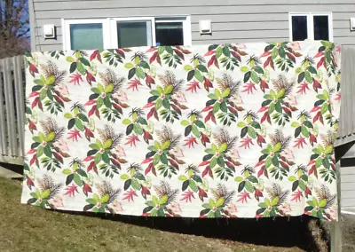 Vtg Cotton Barkcloth Fabric Tropical Foliage HUGE Reclaimed Curtain 141x91   #2 • $149