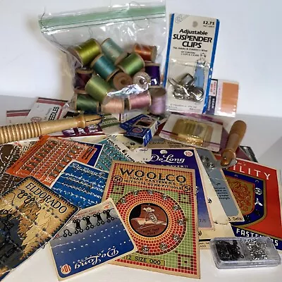 Vintage Lot Of Snaps Hook/eyes Thread Sewing Supplies • $16