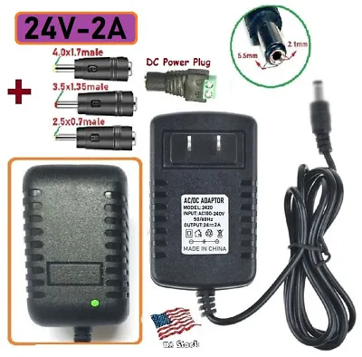 24V 2A 48W AC/DC Adapter Power Supply For Home Electronics + 4 Power Plug Tips • $10.61