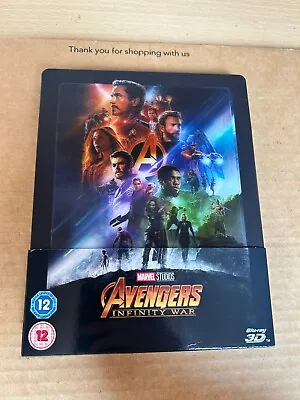 AVENGERS INFINITY WAR UK 3D & 2D LENTICULAR BLU RAY STEELBOOK NEW Not SEALED • £39.99