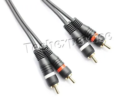 Premium 2 RCA To 2 RCA Phono Stereo Audio Cable Cord Male To Male Gold Plated • $11.97
