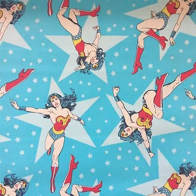 Wonder Woman DC Comics Blue Cotton Fabric Per 50cm • £6