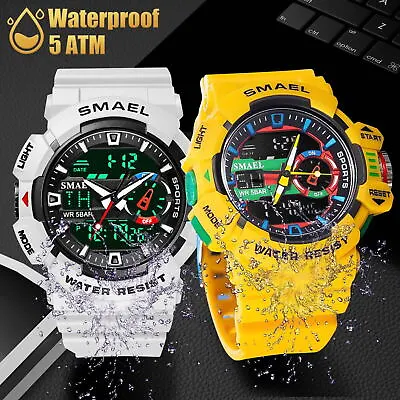 Waterproof Sports Watch Men Digital Wristwatch LED Electronic Male Watches SMAEL • $13.48