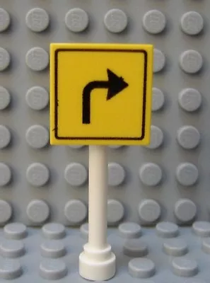 Lego YELLOW ROAD SIGN With Right Turn Arrow City Town Highway • $1.99