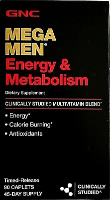 Gnc Mega Men Energy & Metabolism 90 Cap Multivitamin Dietary Supplement 02/2025 • $19.80