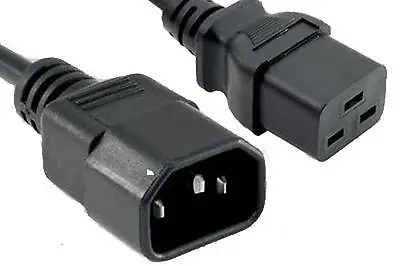 Power Extension Cable IEC C14 Male Plug To IEC C19 Female Socket 3m 3 Metres • £10.91