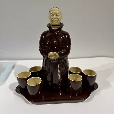 Vintage Heatmaster 40’s Beswick England Monk Friar Decanter (6)Shot Glasses Tray • $39