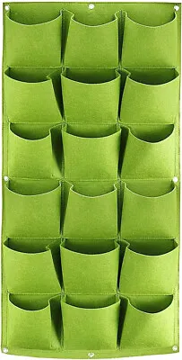 Green 18 Pocket Vertical Wall Hanging Planter Flowers Herbs Etc • £7.99