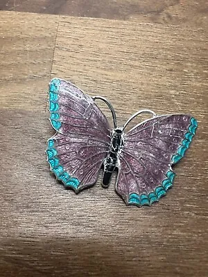 Vintage Charles Horner Sterling Silver & Purple & Blue Enamel Butterfly Brooch • £69.99