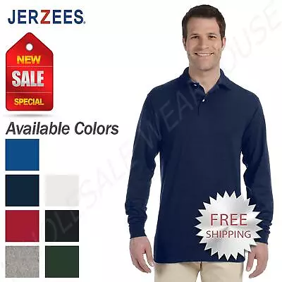 Jerzees Mens Spotshield Long Sleeve Jersey Polo Shirt 437ML • $18.81