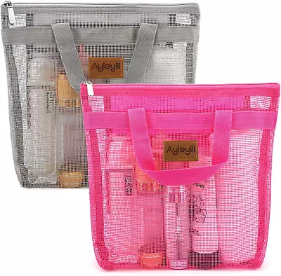 Shower Caddy Portable Mesh Shower Caddy Tote Bag Quick Dry Hanging Toiletry And • $13.29