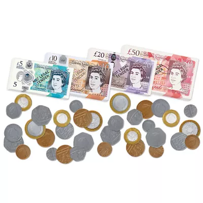 Learning Resources UK Currency Pounds Play Money - 96 Pretend Fake Coins & Notes • $19.84