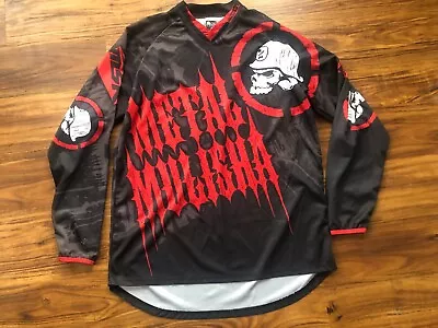Metal Mulisha Shirt Men’s Large Black White Red Grunge FMX Skull MMA Jersey LS • $25
