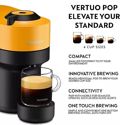 Nespresso Vertuo Pop Pod Coffee Machine By Magimix - Mango Yellow • £55