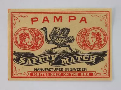 Pampa Safety Match Sweden Vintage Matchbox Label • $6