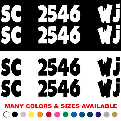 Custom Boat Registration Numbers Jet Ski Letters Decals Set Of 2 3  X 18  Xw • $13.45