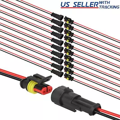 10-Pair Waterproof 12V 2-pin Electrical Wire Connector Plug Cable Boat Car Truck • $8.49