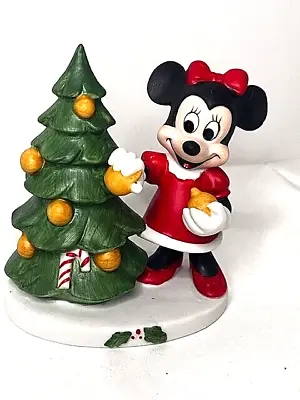 Classic Vintage Christmas Disney Minnie Mouse Trimming The Tree Figurine - EUC • $19.95