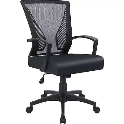  Mid-Back Office Desk Chair Ergonomic Mesh Task Chair With Lumbar Support Black • $37.65