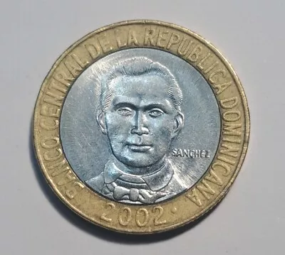 2002 Dominican Republic 5 Pesos BiMetallic Francisco Del Rosario Sanchez 6g 23mm • $1.50