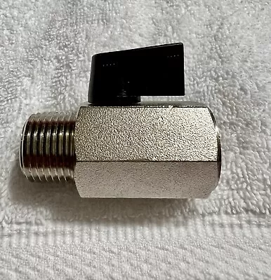 Mini Ball Valve Inline G-CMV-50 1/2  FNPT X MNPT Nickel Brass • $10.99