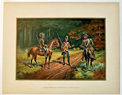  U.S. ARMY-OFFICER PRIVATE 1802-1810  Antique Military Chromolithograph 1899 • $28