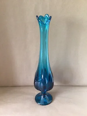 Viking Epic 6 Petal #1435 *bluenique* Glass Footed 17.75” Swung Vase Mcm **vgc** • $149