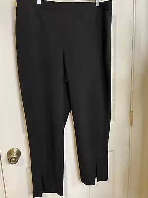 Vince Camuto Women's Black Front Slit Pull On Straight Leg Dress Pants Size XL • $25