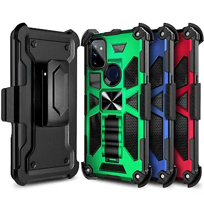 For OnePlus Nord N10 5G/N100 Holster Clip Kickstand Phone Cover + Tempered Glass • $12.98
