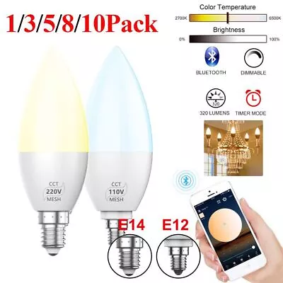 E12/E14 Smart LED Candle Light Bulb Bluetooth Control Lamp For Alexa Google Home • $12.15