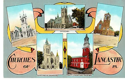 Churches Of Lancaster PA 5 Views Postcard • $2.70