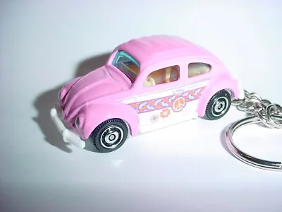 HOT 3D PINK BEETLE CUSTOM KEYCHAIN Keyring Key VW BLING Bug FUN Matchbox  • $15.76