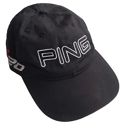 Ping Golf Hat I20 Embroidered Adjustable Strap Back Black Golf Cap Vtg • $34.99