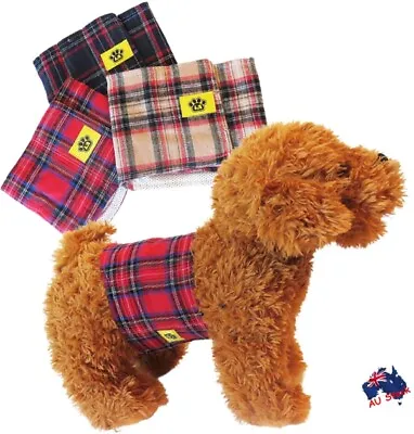 $9.45 • Buy Tartan Cotton 100% Male Dog Belly Wrap Band Nappy Sanitary Pant Underpants Pappy