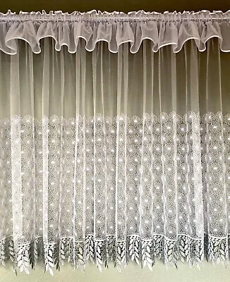 Beautiful Vhite Voile Net Emroidered Sparkle Curtain With Lace • £19.99