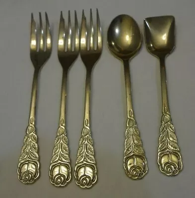 UTC Echt Vergoldet GoldTone Flatware 3 Pastry Forks 1- 5.5  Oval 1- Jam Spoon • $9.99