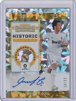 Mesut Ozil - 2019 PANINI CHRONICLES SOCCER Historic Ticket Auto CRACKED ICE /23 • $995