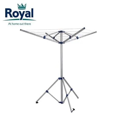 Royal 4 Arm Rotary Airer Portable Caravan Camping Aluminium WITH Pegging Points • £36.95