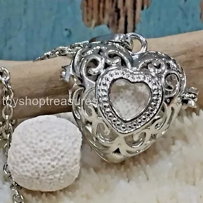 $14.95 • Buy New Aromatherapy Diffuser Open Heart Necklace Essential Oil White Lava Stone 