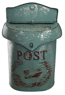 Wall Mount Post Mailbox Farmhouse Cottage Weathered Style Bird Embossed Metal • $33