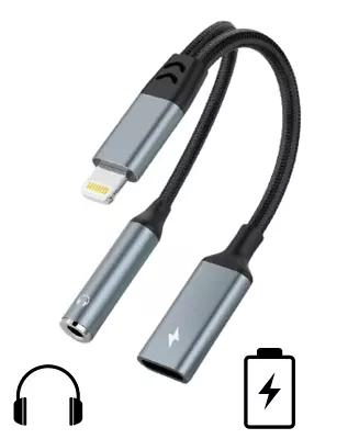 IPhone Headphone & Charger Adapter 2-in-1 To 3.5mm AUX Audio MFi-Certified • $9.99